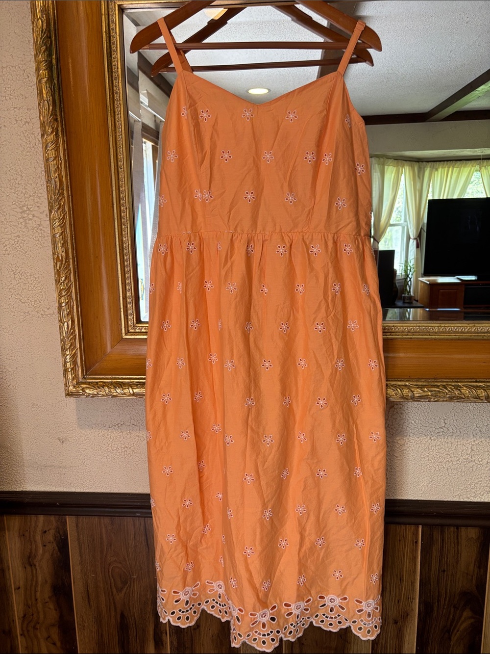 Old Navy Peach & White Eyelet Midi Sundress - Size XL